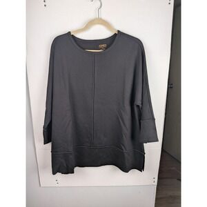JONES NEW YORK Black Crew Neck 3/4 Sleeve Tunic Top Plus Size 1X